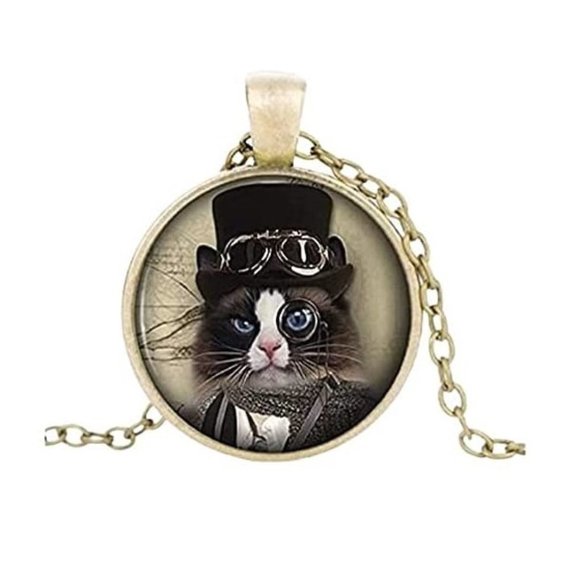 Steampunk Kitty Necklace - Picture 1 of 2